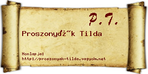 Proszonyák Tilda névjegykártya